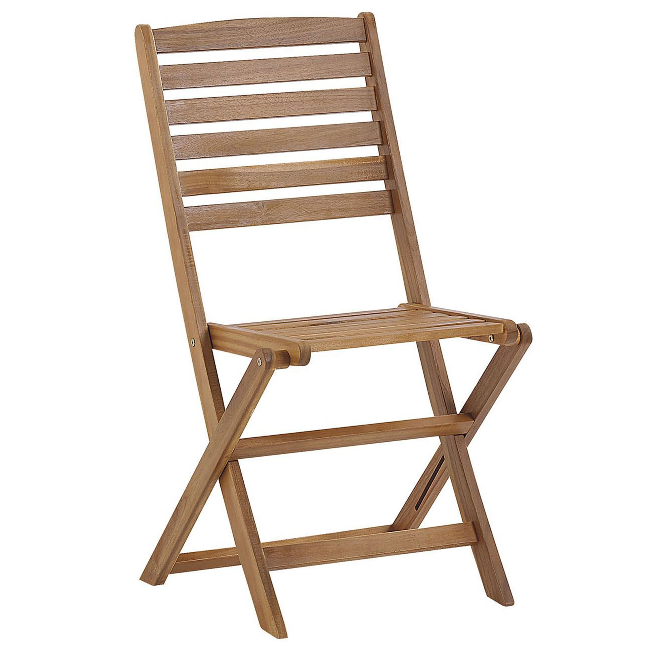 Beliani Gartenmöbel Set hellbraunes Akazienholz Tisch rund 150 cm mit 6 Stühlen Tolve