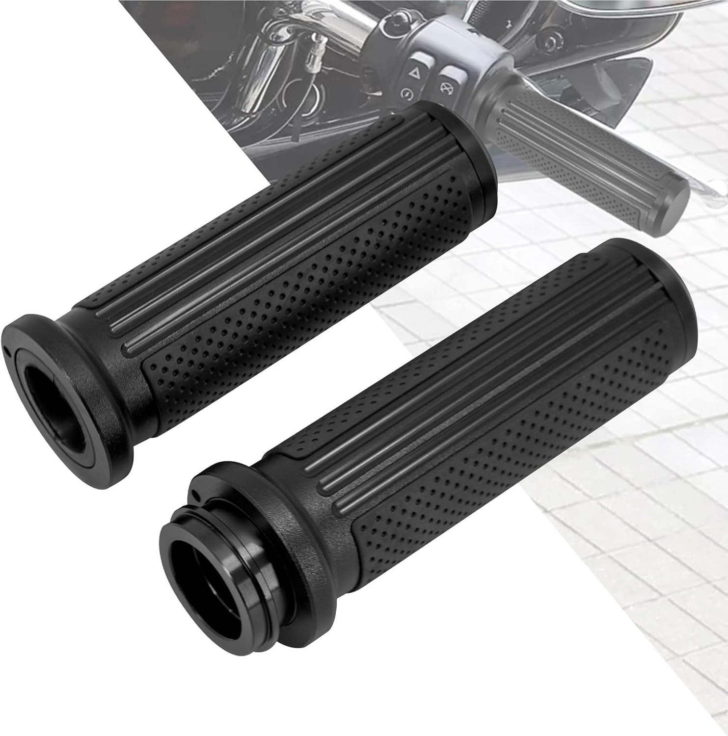HDBUBALUS Electronic Throttle Control Handlebar Grips for 1" / 25mm Handle Bars Fit for Harley Touring Road Glide Road King Street Glide Tri Glide Electra Glide Dyna Softail matte black