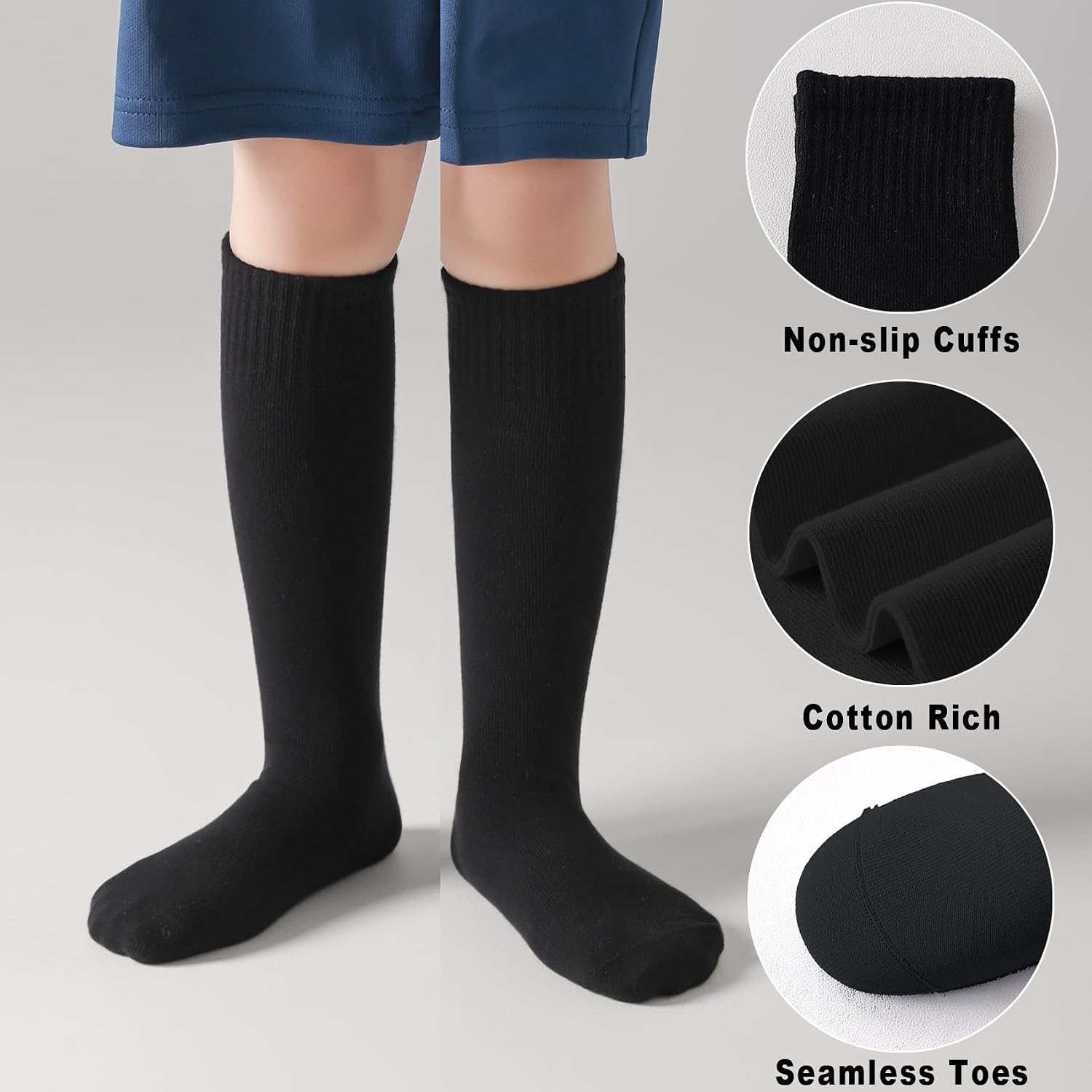 Kids Knee High Soccer Socks-Toddler Boys or Girls Stripe Team Tube Socks for Sports Uniform,Costume 3-10 Years