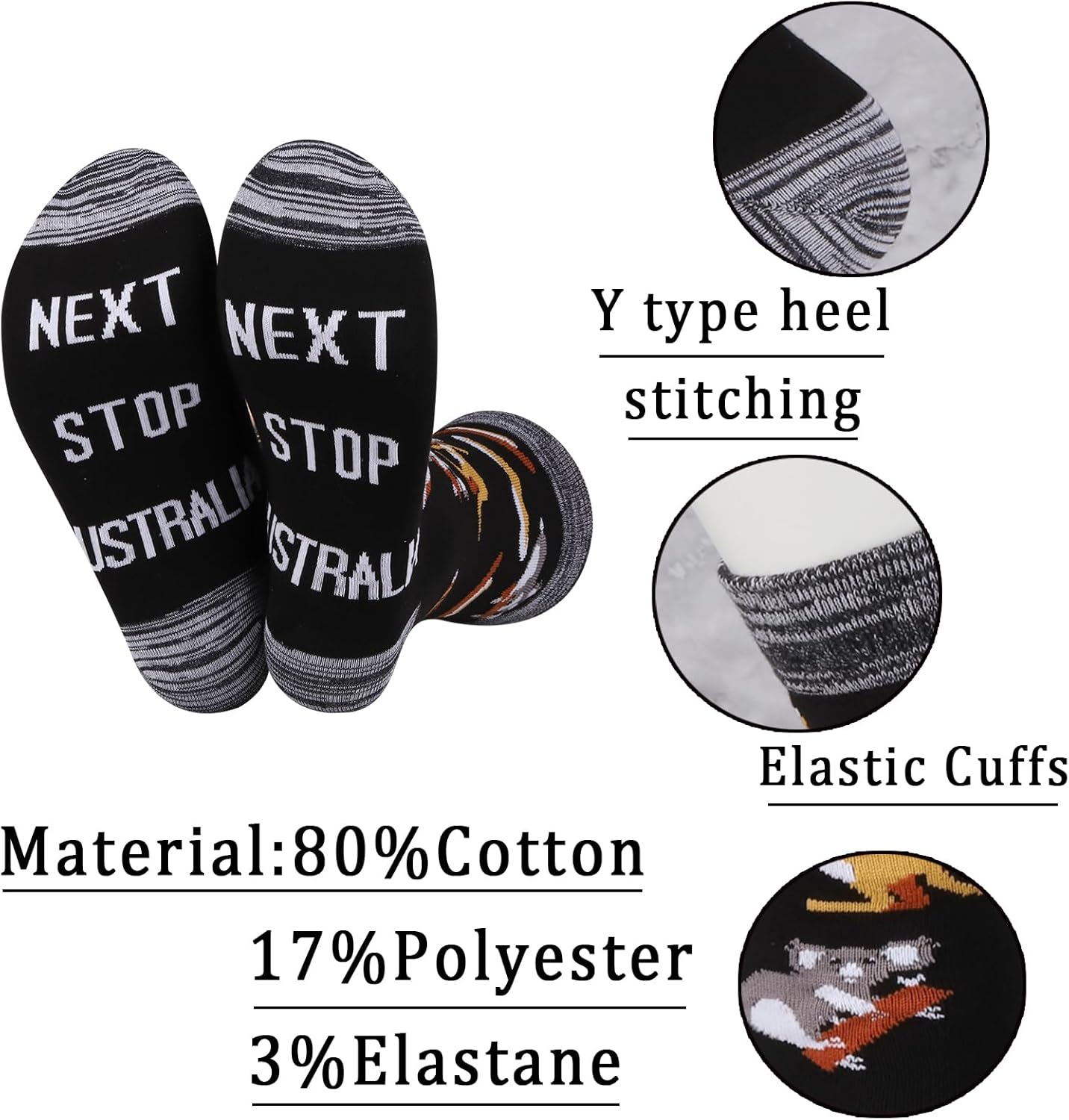 JXGZSO Australia Trip Gift Next Stop Australia Socks Funny Traveler Gift Australia Vacation Gift Australia Culture Gift - Image 4