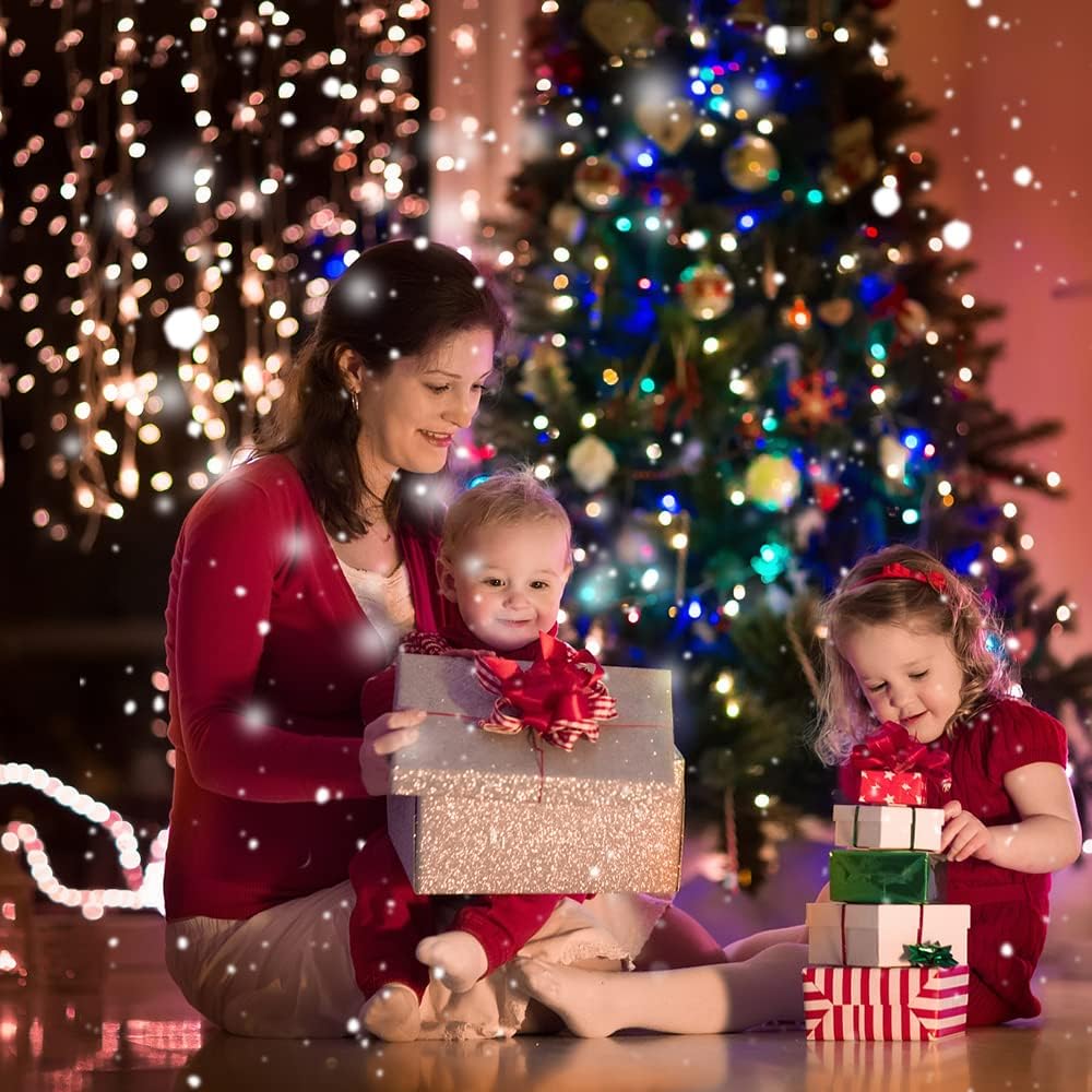 Elec3 Christmas Snowfall Projector Lights, Indoor Outdoor Holiday Snow Lights with Remote Control, White Snow for Halloween Xmas Party Wedding Garden Christmas Landscape Decoration