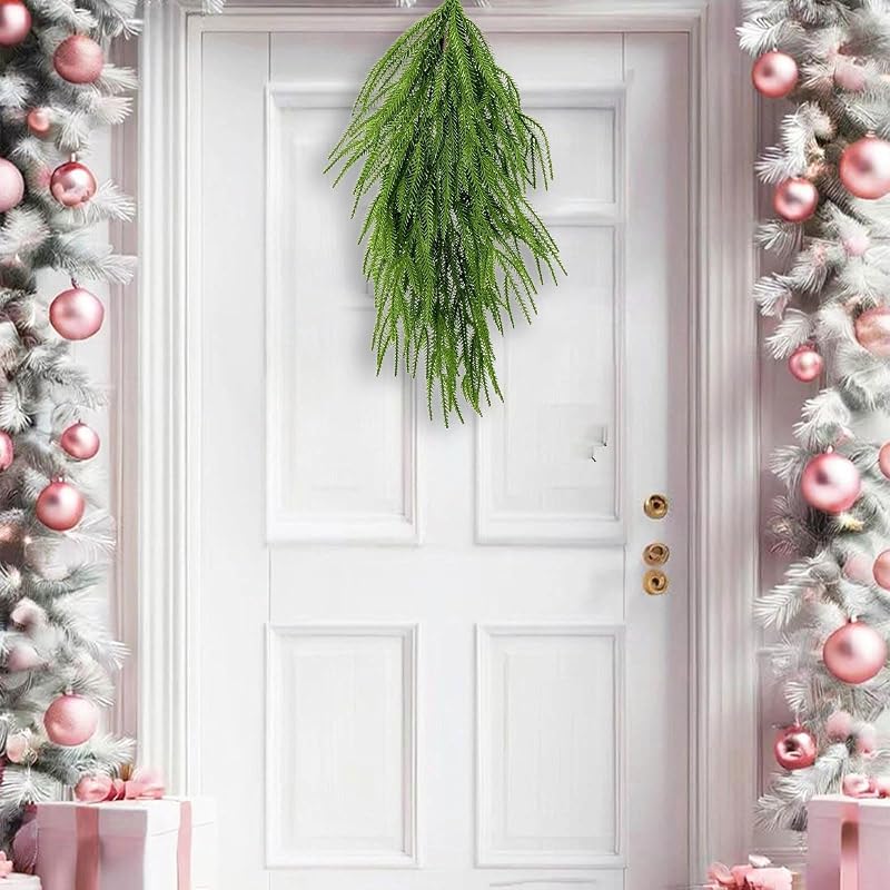 24″ Realistic Upside Down Christmas Wreath Pine – Versatile Display for Indoor and Sheltered Outdoor Settings
