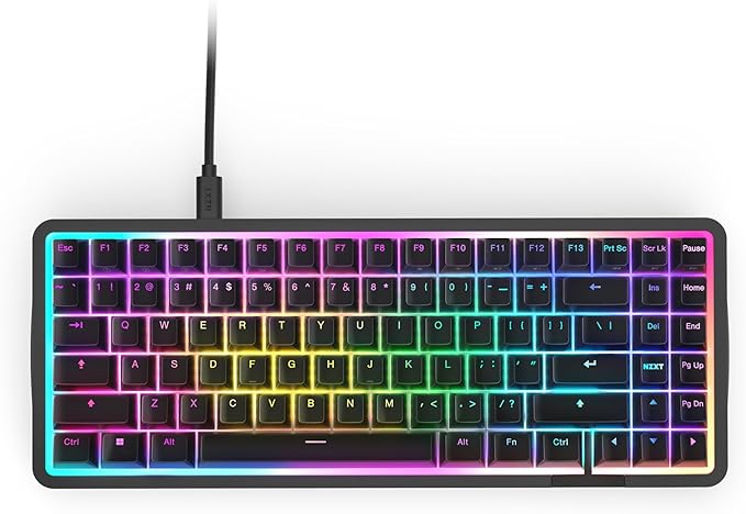 Magnetische RGB-Gaming-Tastatur NZXT Function Elite MiniTKL – anpassbare Betätigung, Doppelschienen-Halleffekt-Schalter, Rapid Trigger, 8K-Abfrage – verbessertes Tippgeräusch und -gefühl – DE –Schwarz