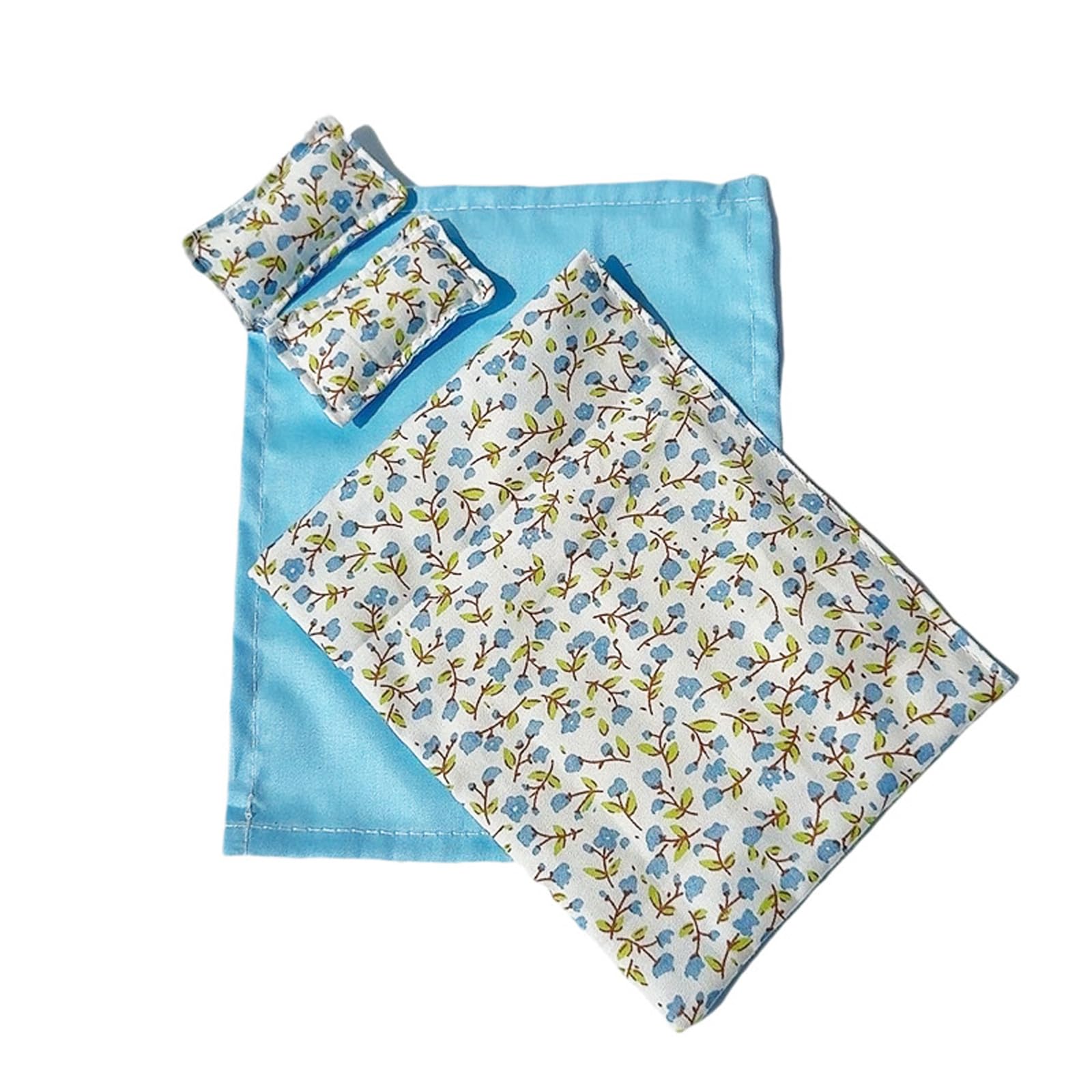 CAZSTYK Realistic Doll House Bedroom Bedding Set with Print Sheet Pillow Quilt for 1/12 Doll House Craft Model Project Display Miniature Bedding Set