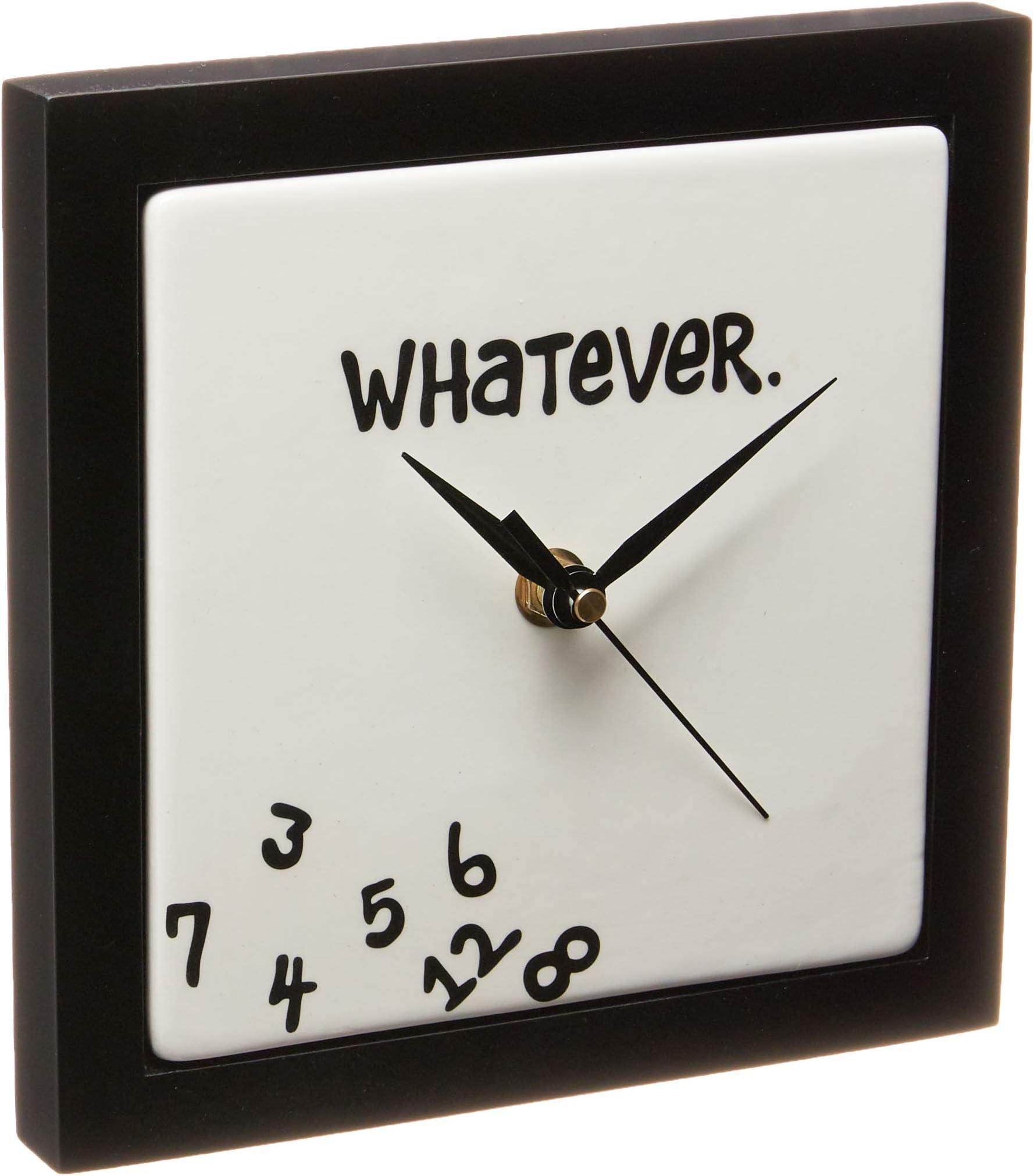 Whatever. Scrambled Numbers Always Late 7.5 x 7.5 Inch Square Hanging Wall Clock