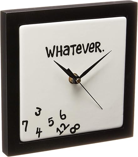 Enesco Whatever Scrambled Numbers Always Late - Reloj de pared cuadrado para colgar 75 x 75in