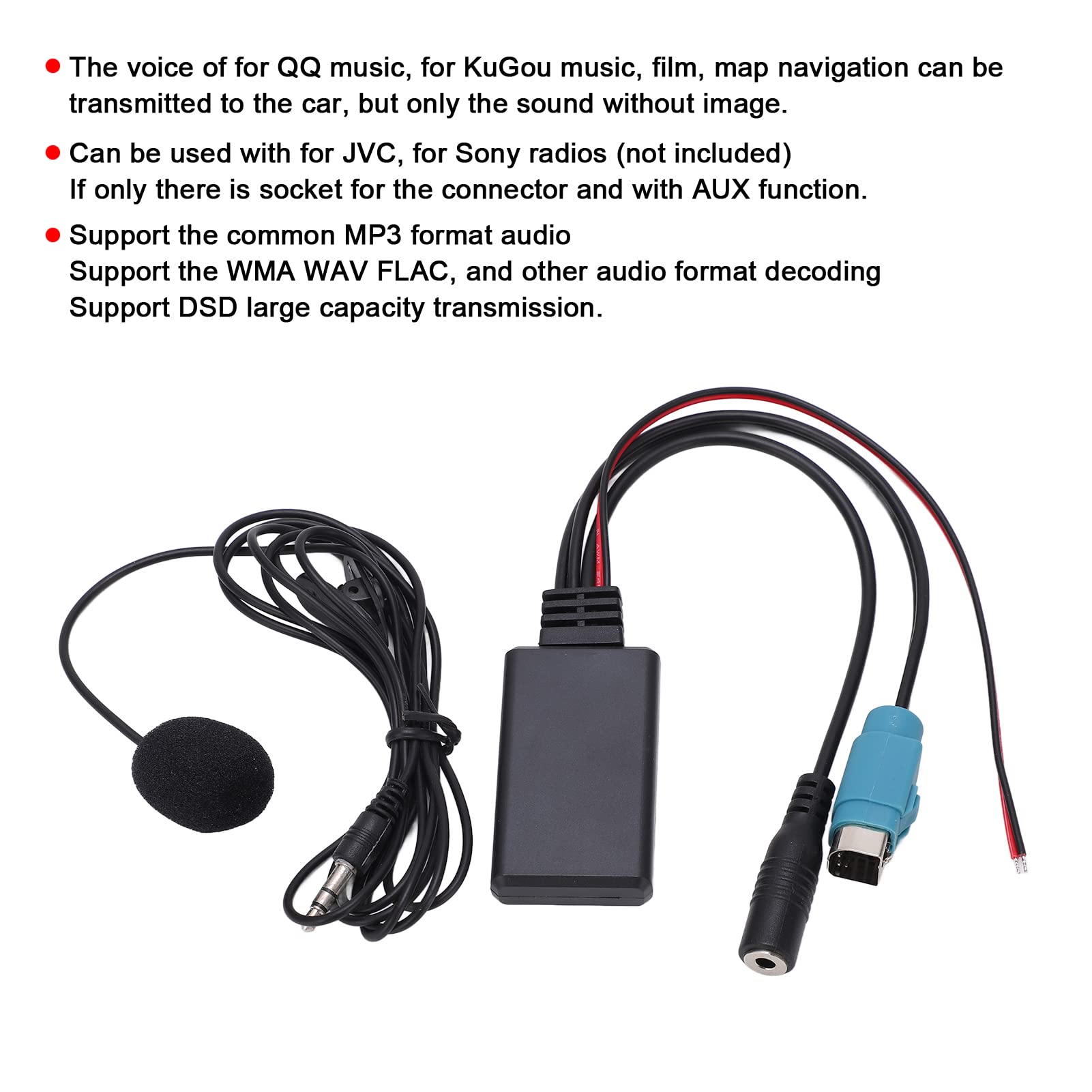 Alpine Adapter Bluetooth do Alpine Radio Samochodowe Inne Części Samochodowe i Motocyklowe Adapter Kabel Bluetooth AUX IN Stereo Full Speed z wymianą mikrofonu