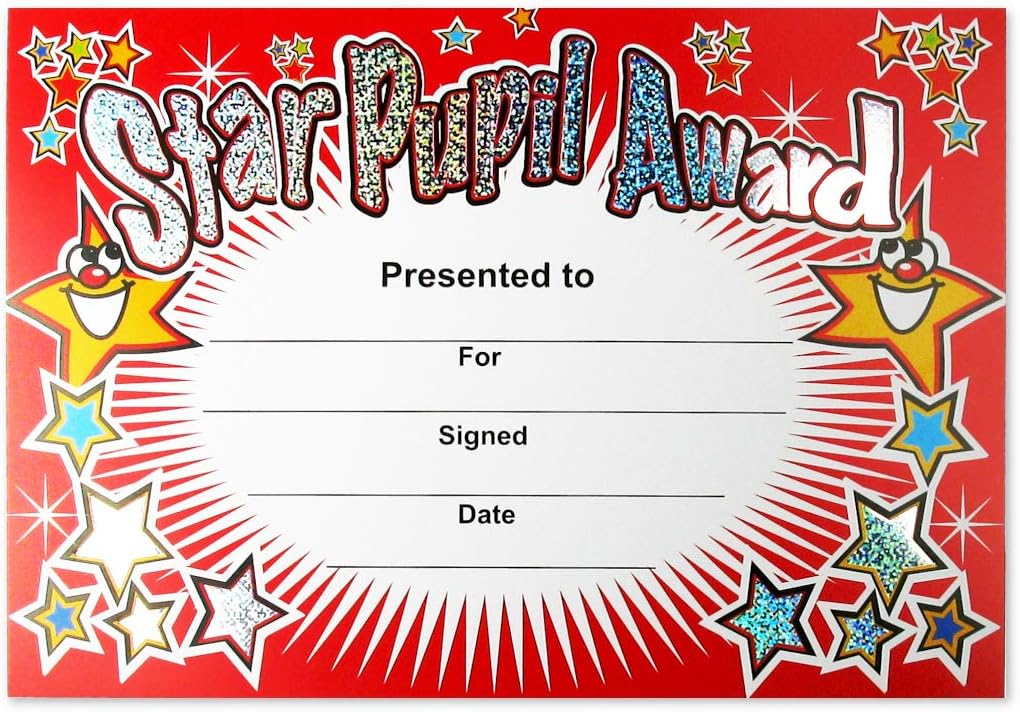 SuperStickers Star Pupil Award Sparkling Red Certificate, DMC10019, A5