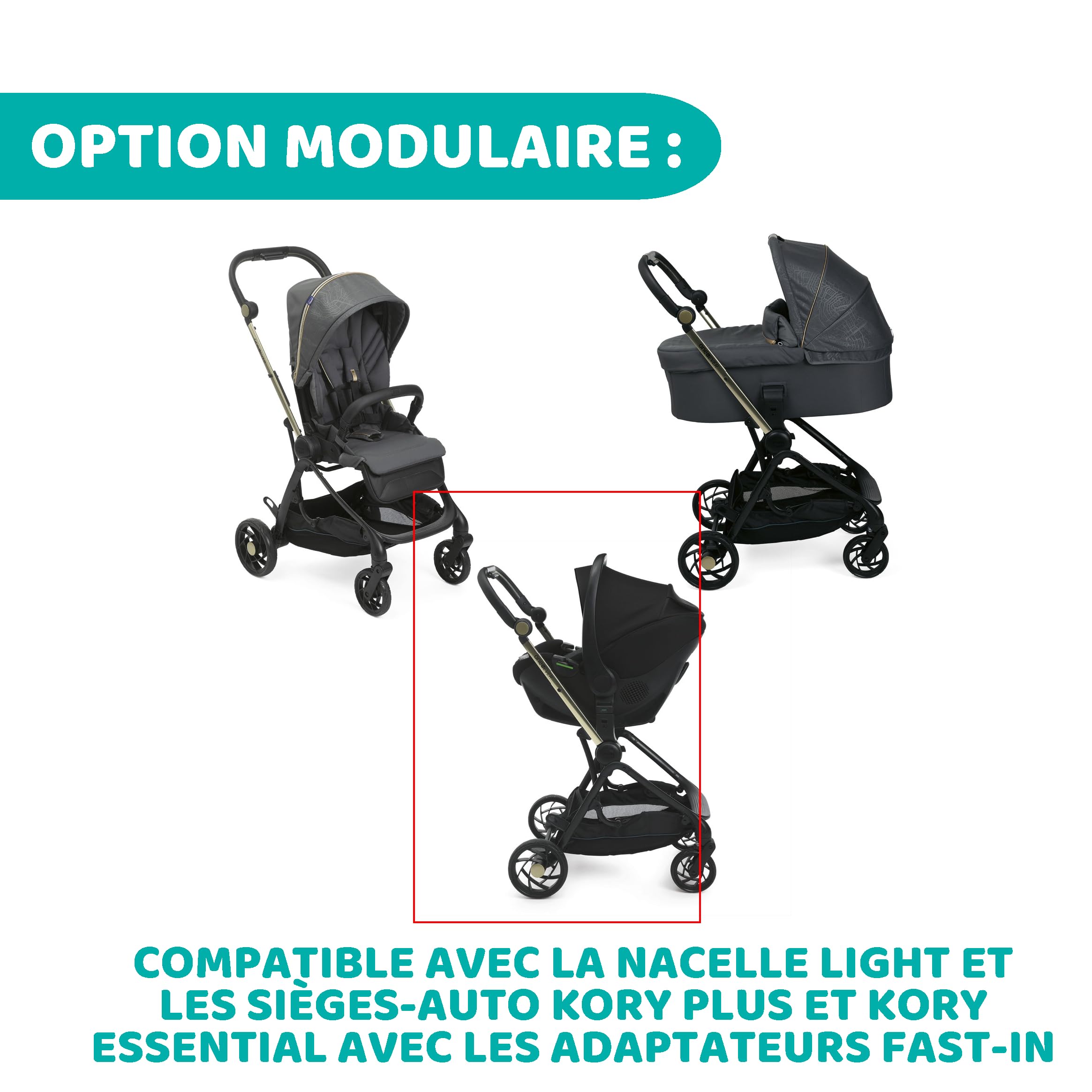 Chicco One4Ever Poussette Légère et Compacte de 0 Mois à 4 ans,Capacité de Charge Maximale de 22 kg,Poussette Pliable,Dossier Inclinable,Fermeture Automatique en 1 étape