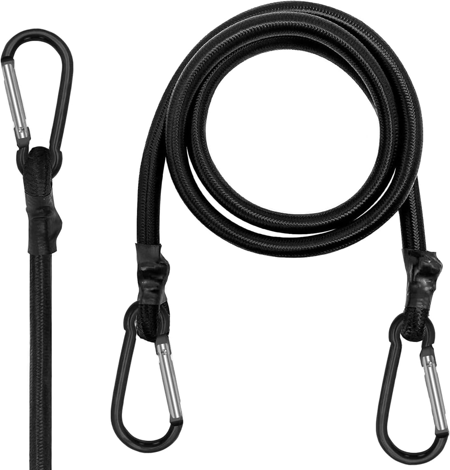 2pcs Black Bungee Cords with Closed Hooks – 48in 120cm – Durable & Elastic for Multipurpose Use