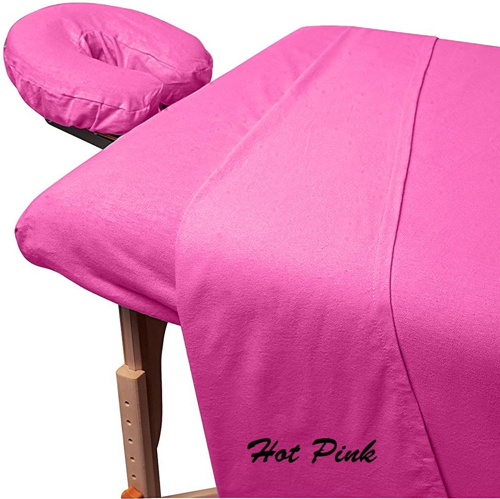 Fantasy Collection Massage Table Sheets Premium Egyptian Cotton 3-Piece Luxury Spa Sheet Set Solid Pattern 400 Thread Count (Massage Table Sheets 3 Pc Set, Hot Pink)