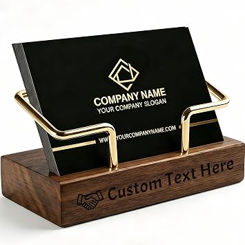 Custom Business Card Holder Desk, Personalized Wooden Business Card Holderwith Name Logo, Personalized Business Card Display Stand for Desk Personalized Staff Appreciation Gift for Men Custom