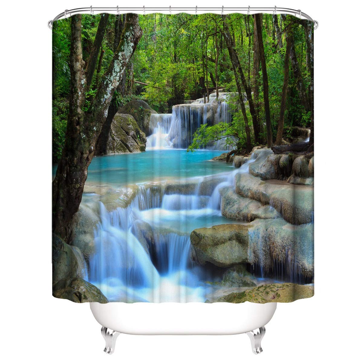 Wetroom Shower Curtain Polyester 180 X 180 Cm (71 X 71 Inch) Use Alone Or With Fabric Curtain For Master (Color : Blue, Size : 165x180cm)