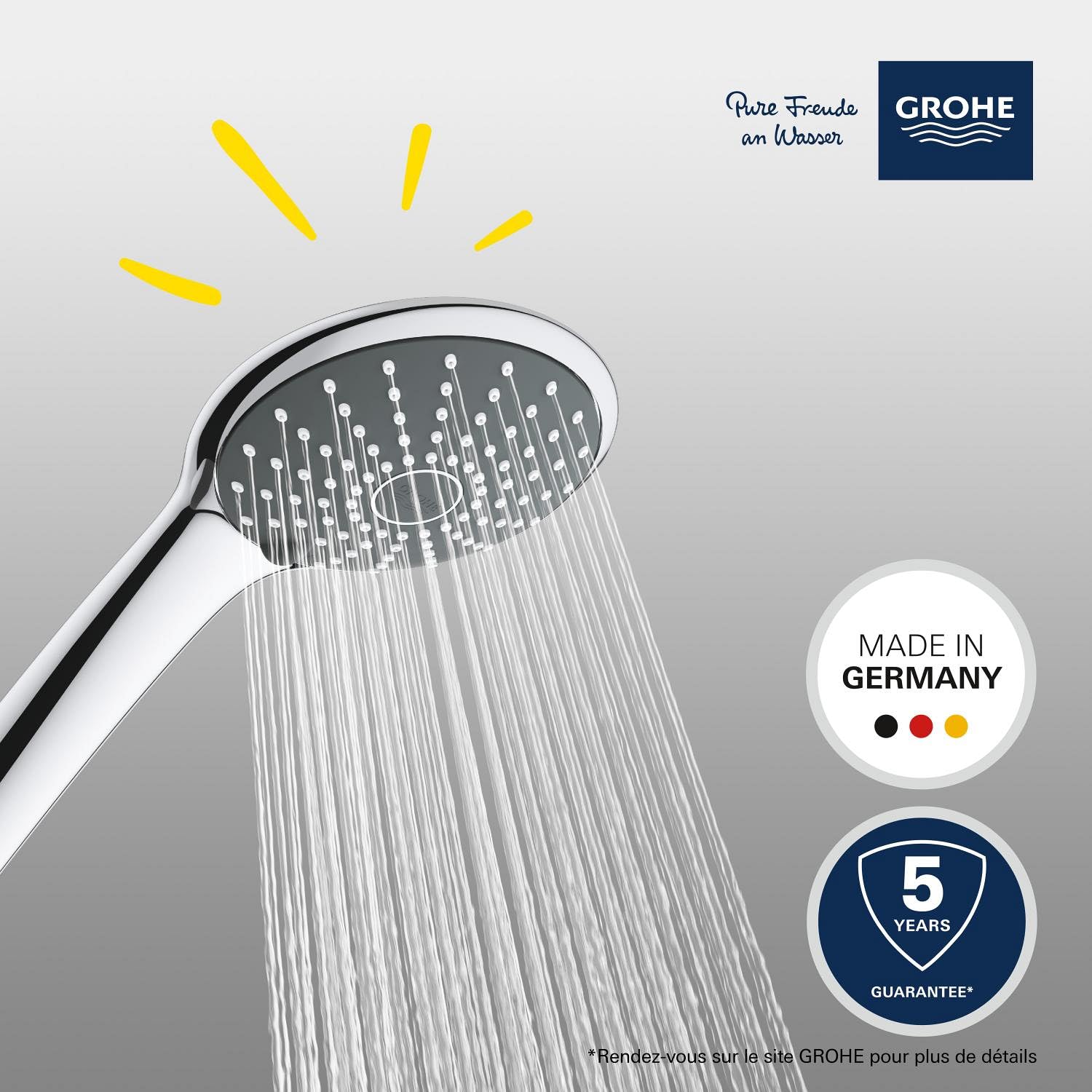 GROHE Vitalio Joy 110 Duo, Pommeau de douche 2 jets (Pluie/SmartRain), Economie d'eau, Facile à installer et à nettoyer, Chromé, 27317000 (Import Allemagne)