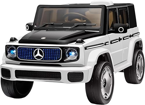 12V Kids Ride-On Truck, Electric Ride-On Car with Remote Control, LED Lights, 3 Speeds and Music, for Kids Ages 3-5 Years Old, Whie