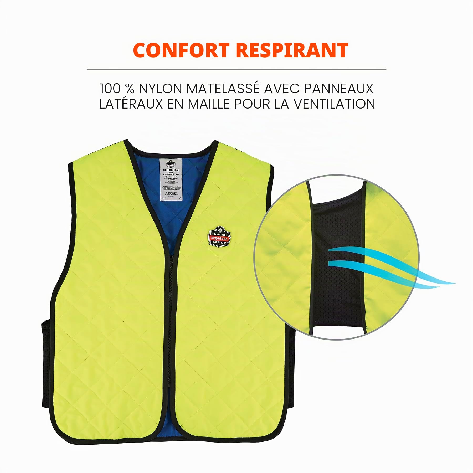 Ergodyne Chill-Its 6665 Evaporative Polymer Cooling Vest, Lime
