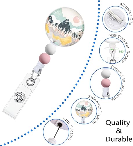 Vista 58 de Immaturus Carrete retráctil con cuentas, lindo y divertido soporte para tarjetas de identificación retráctiles, clips de insignia, llavero para Nave