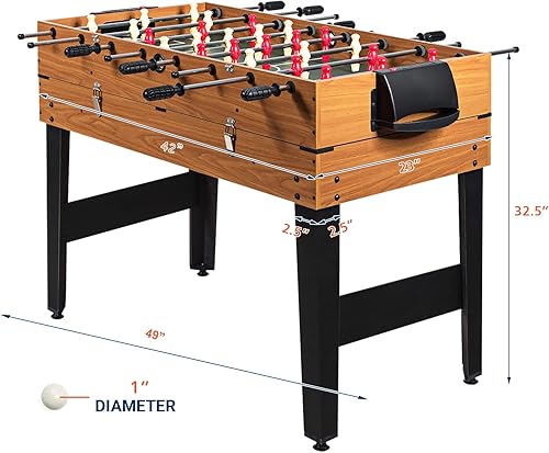Miniatura 6 de GYMAX Mesa de juego múltiple 3 en 1, 49 pulgadas con futbolín, hockey y billar, mesa de juego combinada de tamaño competitivo para el hogar, sala de