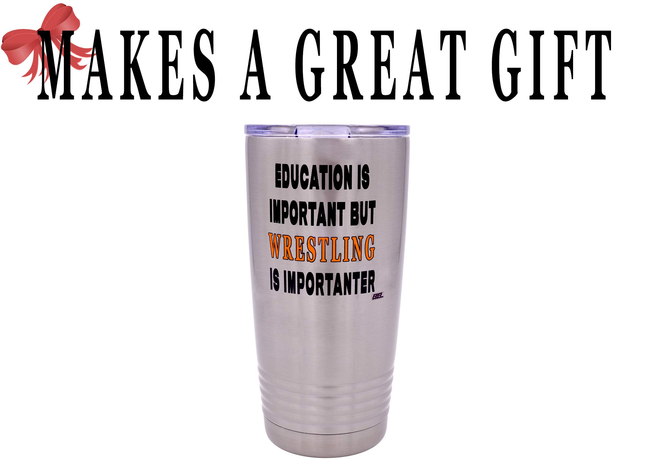 Funny Wrestling 20 oz. Vaso de viaje con tapa para educación importante