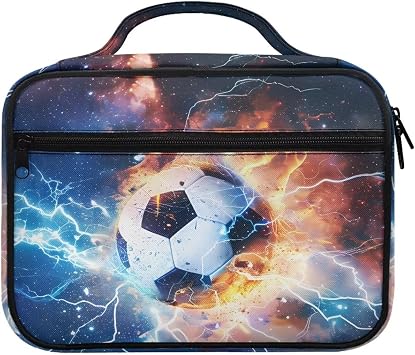 Soccer Ball Lightning Galaxy Print Bible Covers for Men Women Bible Tote Bag Bible Carrying Case Bible Book Protective Bag with Handle and Zippered Pocket