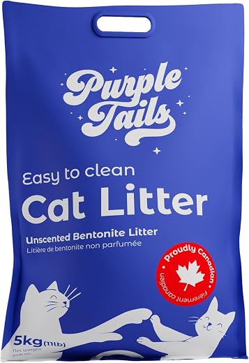 Purple Tails Canada Cat Litter – Natural Bentonite Cat Litter with Activated Carbon–Odour Control and Highly Absorbent Lit...