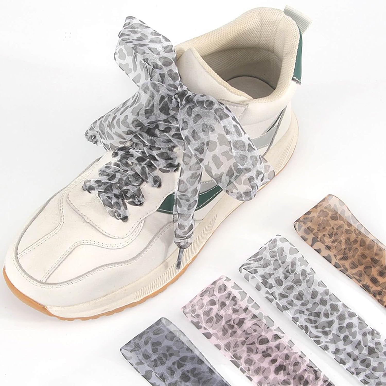 Women Sheer Shoe Laces: 2 Pairs 2CM Wide Sneakers Organza Shoelace image 5