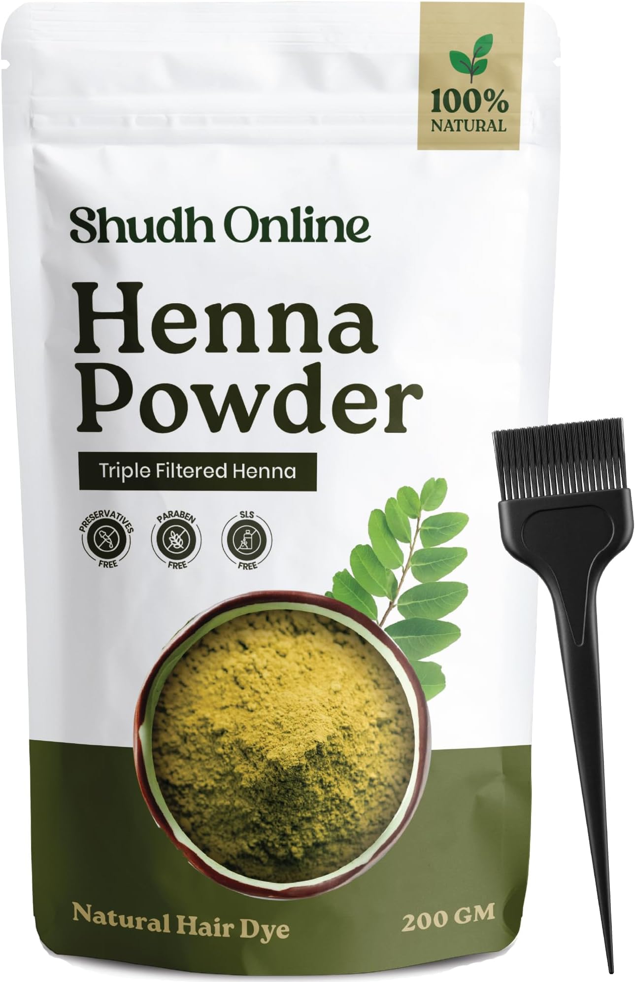 Shudh Online Henna Powder for Hair Colour, Mehandi Powder (200 Grams) Natural Mehndi for Grey Hair Care (Cassia Obovata), Bright Herbal Fresh Hena for Brown, Black Hair Growth