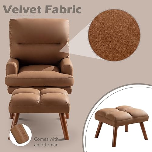 Miniatura 3 de Silla de Acento Moderna con Almacenamiento, Sillón Individual con Almohada de Respaldo Mullido, Silla Cómoda Tapizada para Sala de Estar,