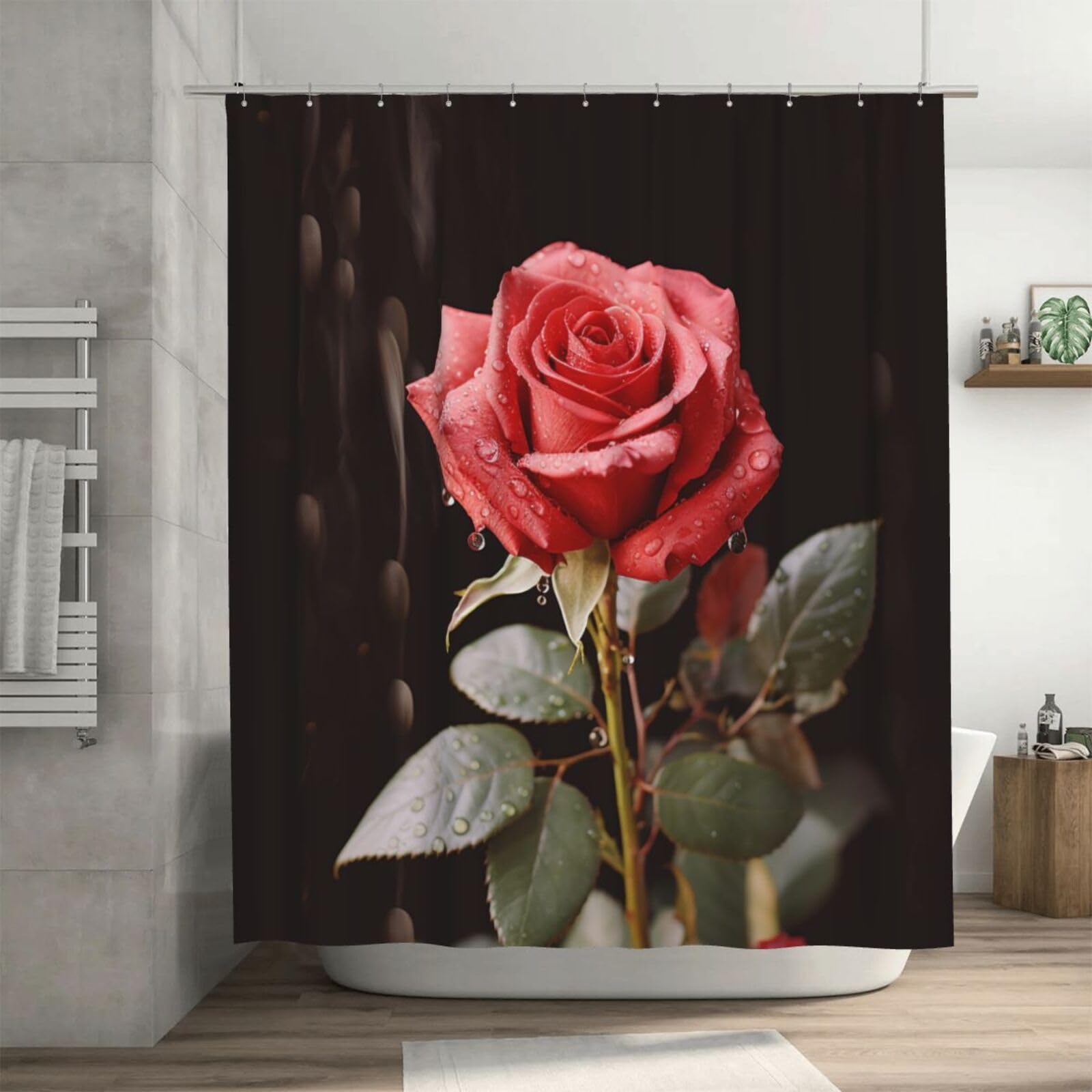 Rideau de douche imperméable 182x182 cm épais avec crochets accessoire salle de bain imprimé floral