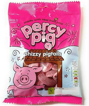 Marks & Spencer | Percy Pigs Phizzy Pig Tails Fruity Soft Gums With a Fizzy Hint | 2 x 170g Bags