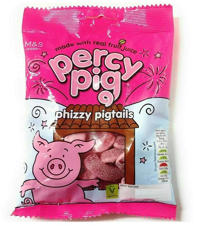 Percy Pigs Phizzy Pig Tails 2 bolsas 170g miniatura 3
