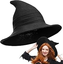Boyiee Witch Hat Knitted Wide Side Foldable Pointed Felt Hat for Women Halloween Cosplay Costume Masquerade Accessory