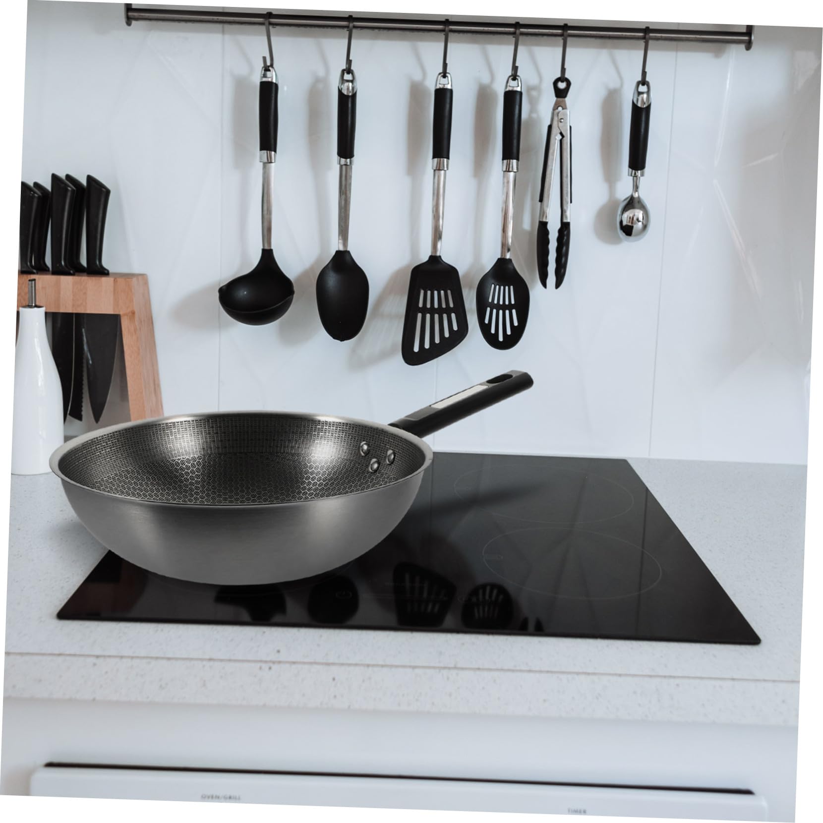 Toyvian Padella Antiaderente Nido D'ape in Acciaio Inox Manico Ergonomico e Fondo Piatto per Cucina Domestica Sicura e Facile da Usare