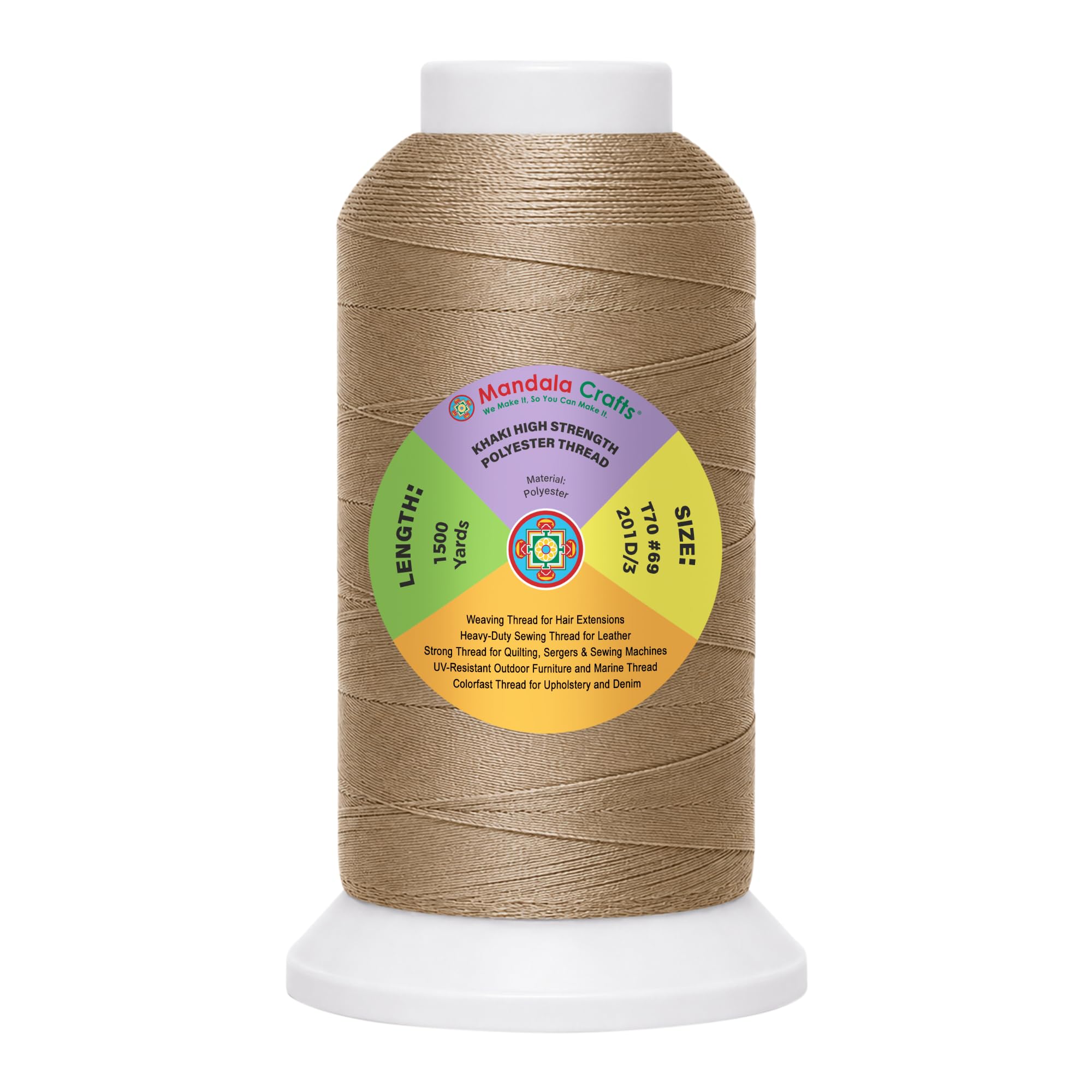 Amazon.com: Mandala Crafts Khaki Heavy Duty Thread - 1500 Yds Tex 