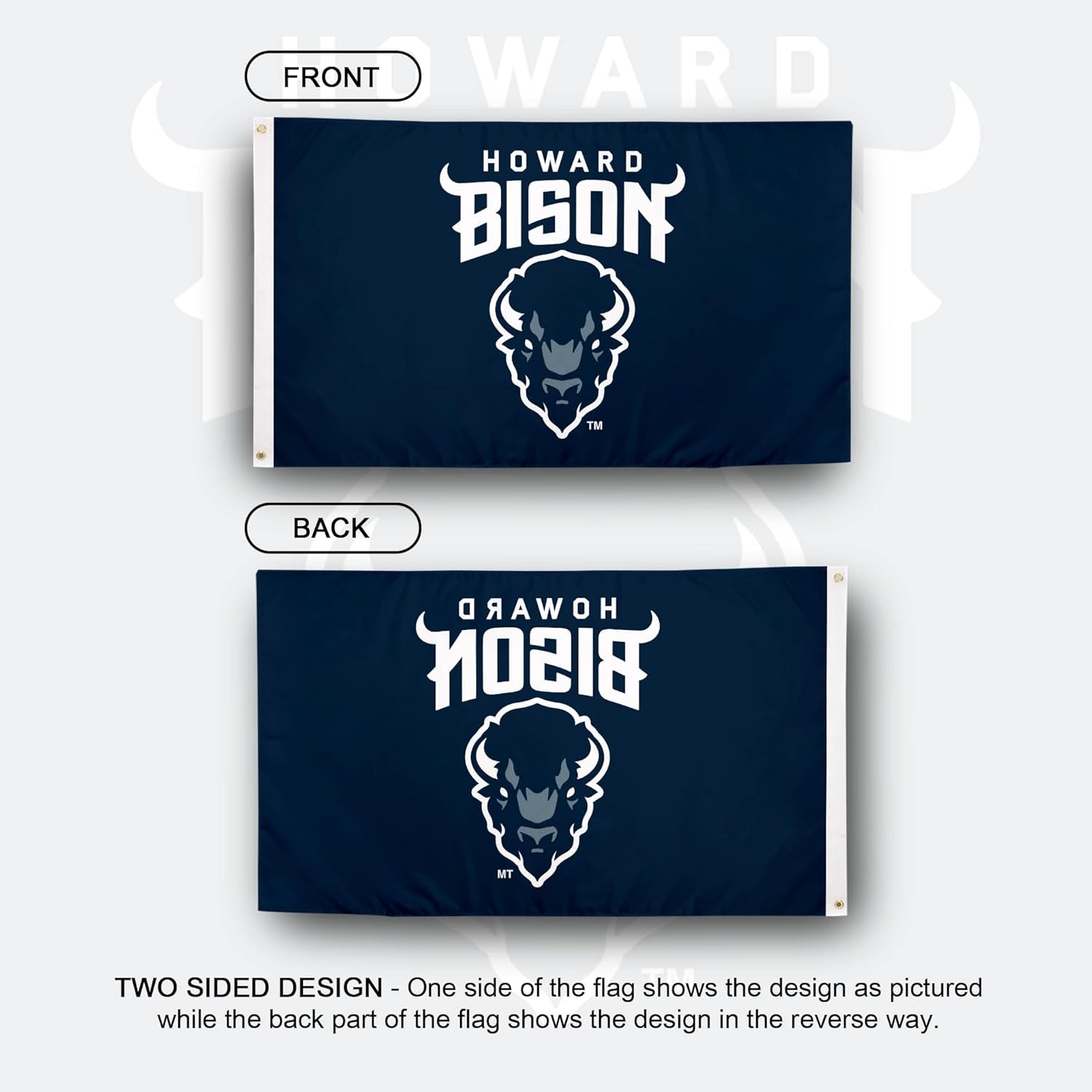 Desert Cactus Howard University HU Flag - 3 x 5 Feet Bison Banner, Indoor/Outdoor Durable Fabric, 100% Polyester Design (Style 1a)