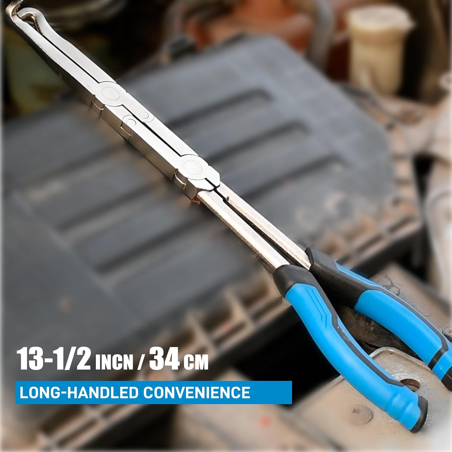 SMOTIVEPRO 13INCH Electrical Disconnect Pliers, Long Reach Electrical Disconnect Pliers for Cars, Automotive Electrical Connector Removal Tool with Ergonomic TPR Handle