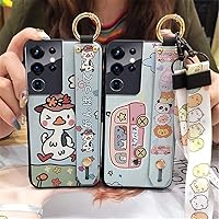 Vista 4 de Bonita funda cruzada compatible con Samsung Galaxy A12 5G, con correa para la muñeca, cordón de silicona suave a prueba de golpes, funda protectora