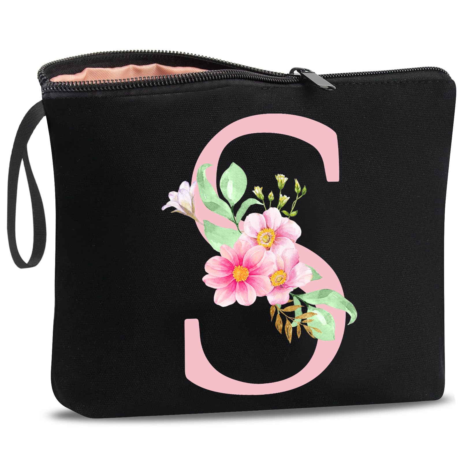 A-Z Personalized Initial Makeup Bag - Cosmetic Bags for Women, Bride & Bridesmaid Gifts, Make up Bags for Women