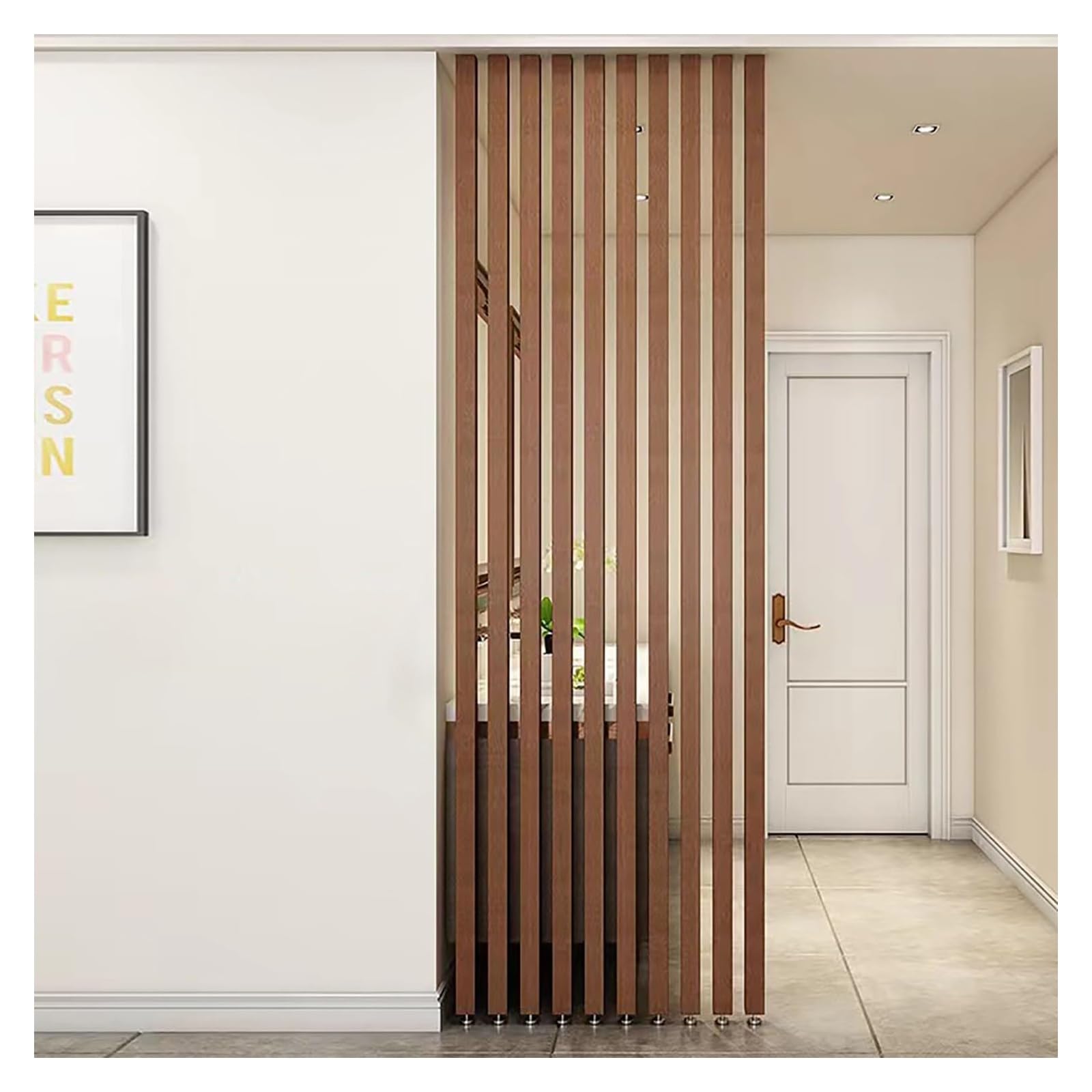 Square Metal Slat Screens Columnar，Freestanding Room Divider, Modern Wall Room Dividers, Entrance Hall Partition Screen Column Floor to Ceiling Partition.(6root,115cm/45.2in/3.77ft)