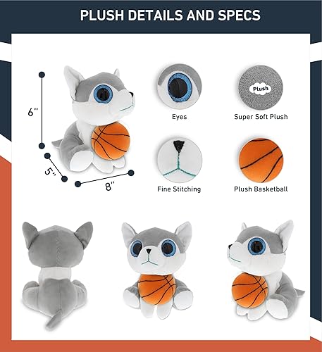 Miniatura 3 de DolliBu Peluche de lobo pequeño con felpa de baloncesto, lobo suave y abrazable, adorable juguete de peluche, juguete de peluche personalizado para