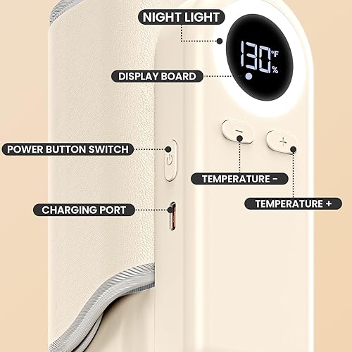 Miniatura 2 de Calentador de botellas portátil para viajes, calentamiento rápido con batería, envoltura de 360 grados de calentamiento uniforme, batería de 10000