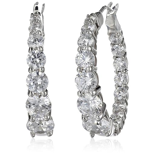 MockWares Collection Platinum Plated Graduated Hoop Earrings