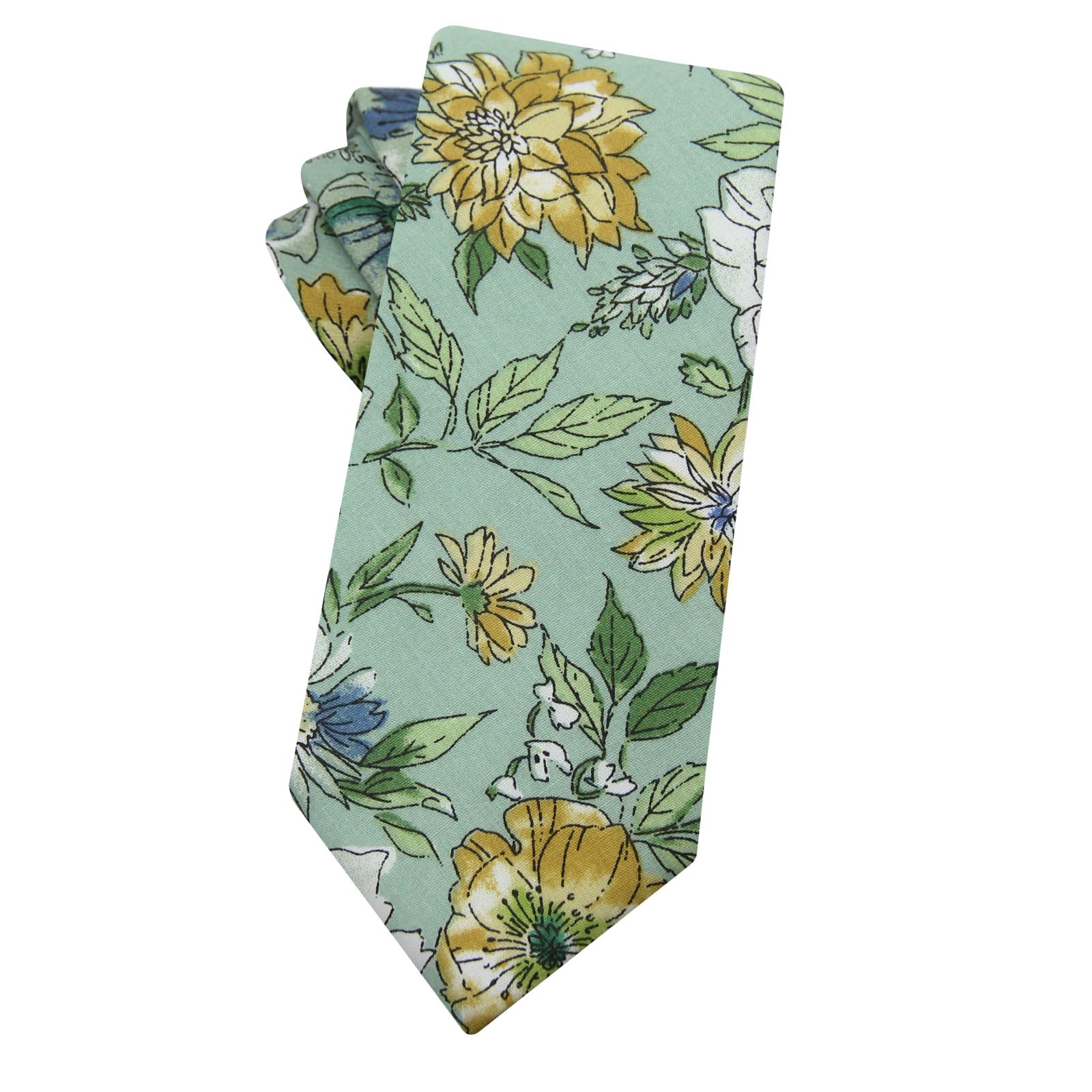 Mantieqingway Men's Cotton Floral Neck Tie 2.56'' Printed Skinny Tie