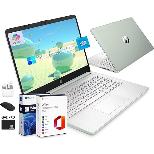 HP Ultrabook 14 Laptop Computer Business Study & Home 2025, Lifetime MS Office + Windows 11 Pro, Quad-Core Intel CPU, 8GB RAM & 628GB Storage (128GB UFS+500GB Ext), Wi-Fi 6, HubxcelAccessory, Geeen
