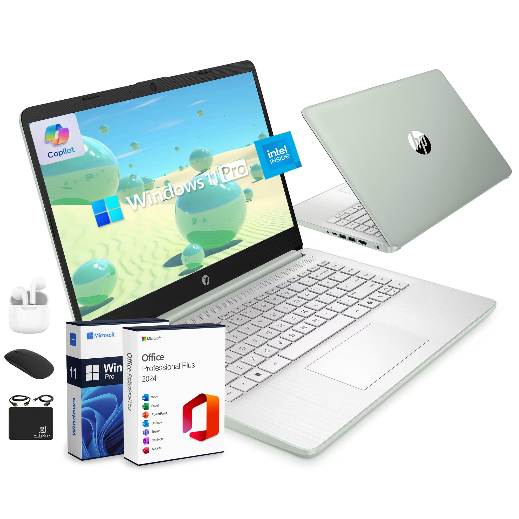 HP Ultrabook 14 Laptop Computer Business Study & Home 2025, Lifetime MS Office + Windows 11 Pro, Quad-Core Intel CPU, 8GB RAM & 628GB Storage (128GB