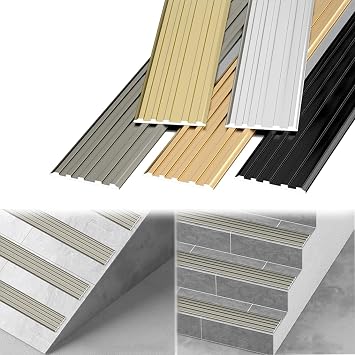 LIYI929GP Aluminium Stair Nosing Step Edge Trim, Strips Staircase Treads 90cm, Non-Slip Waterproof Outdoor Indoor Stair Edge, Stair Edging Stair Nose Easy to Install, for Stairs, Ramps, Boats, Decks
