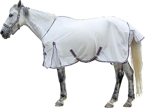LEAFOREST Horse Fly Sheets for Horses - Breathable Mesh High Airflow Summer Standard Neck UV Protection Sheet White, 81IN