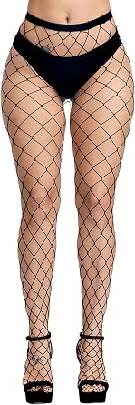 Womens High Waist Fish net Tights Black Fishnet Stockings Mesh Black-XL Mesh
