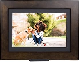 Brookstone PhotoShare Smart Digital Picture Frame, WiFi, HD, Family Photo Album Slideshow, Tabletop End Table, Home DÃ©cor, 10â€, Espresso