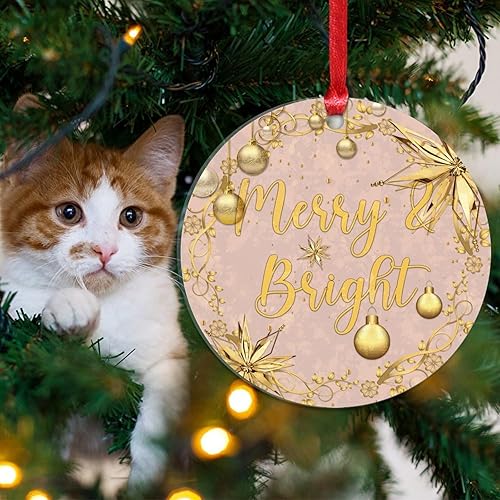 Vista 60 de Christmas Ornament Merry Christmas Y'all Ornament for Christmas Tree Decor Gold Snowflake Ball Wreath Xmas Tree Decorations 3in Acrylic Ornament